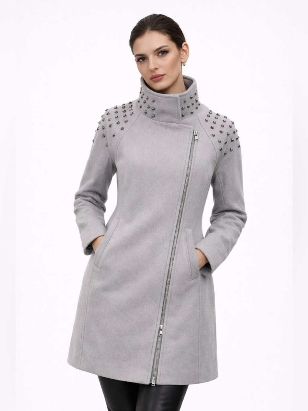 💕Studded H&M Wool Cocoon Coat with Asymmetrical Closure XS/4